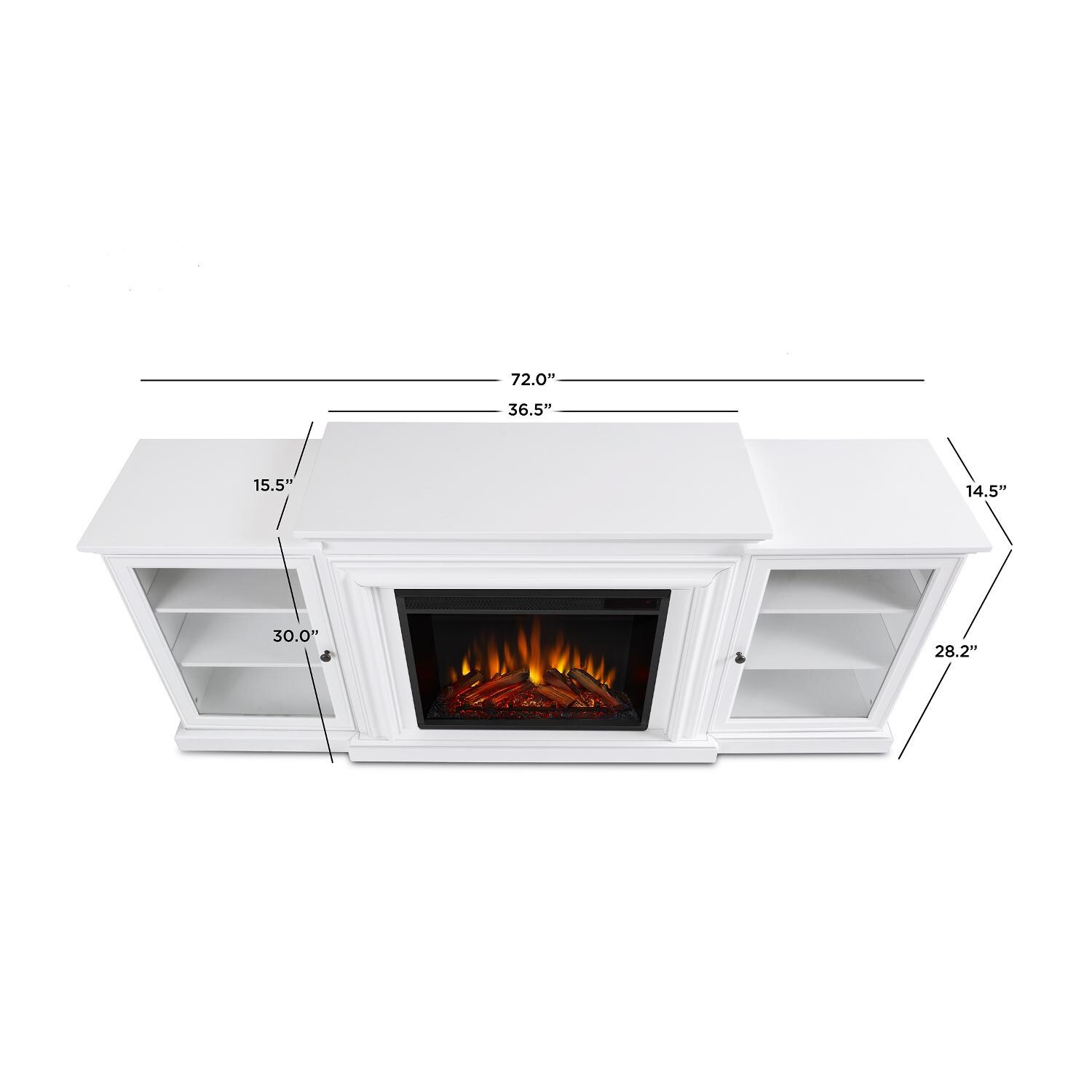 Real Flame - 7740E-W - Frederick 72-Inch Electric Fireplace Entertainment Center - White - Overall Dimensions thumbnail