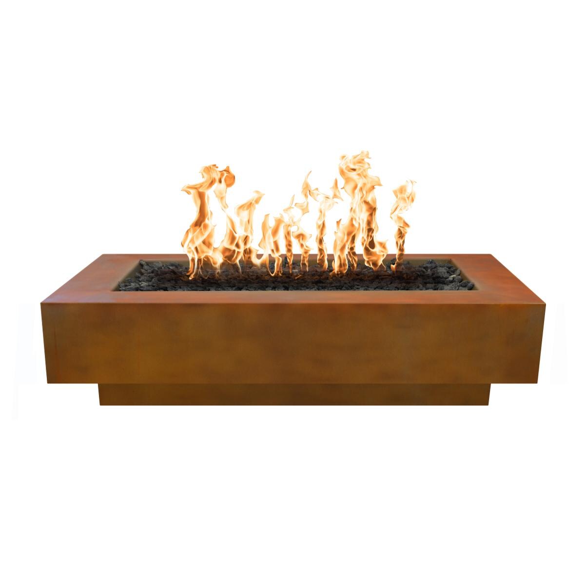 Coronado 48 Inch Rectangular Corten Steel Natural Gas Fire Pit w/ Glow Plug in Copper by The Outdoor Plus