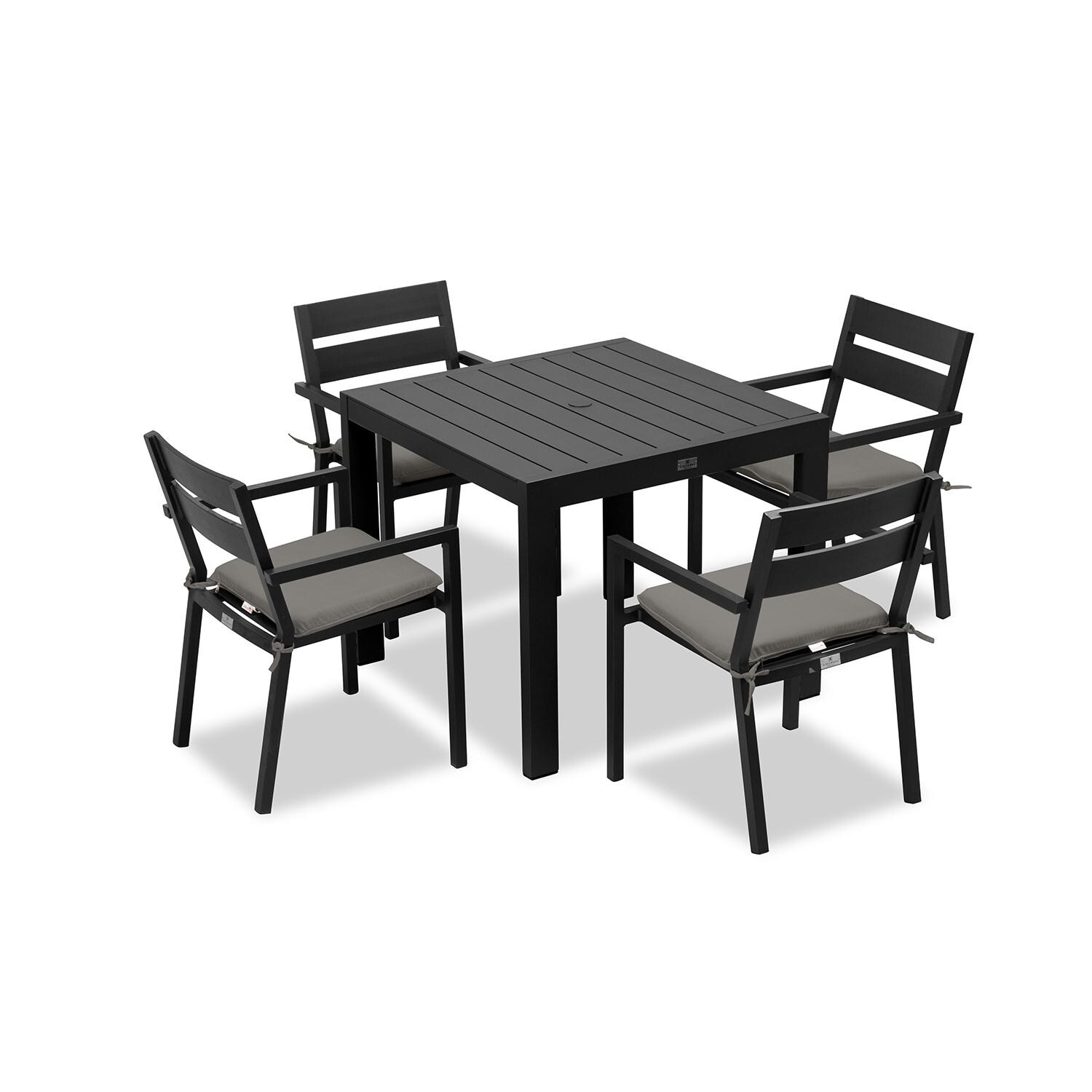 Calm Bay Classic 5 Pc Square Dining Set in Black/Canvas Charcoal by Lakeview - White Background thumbnail