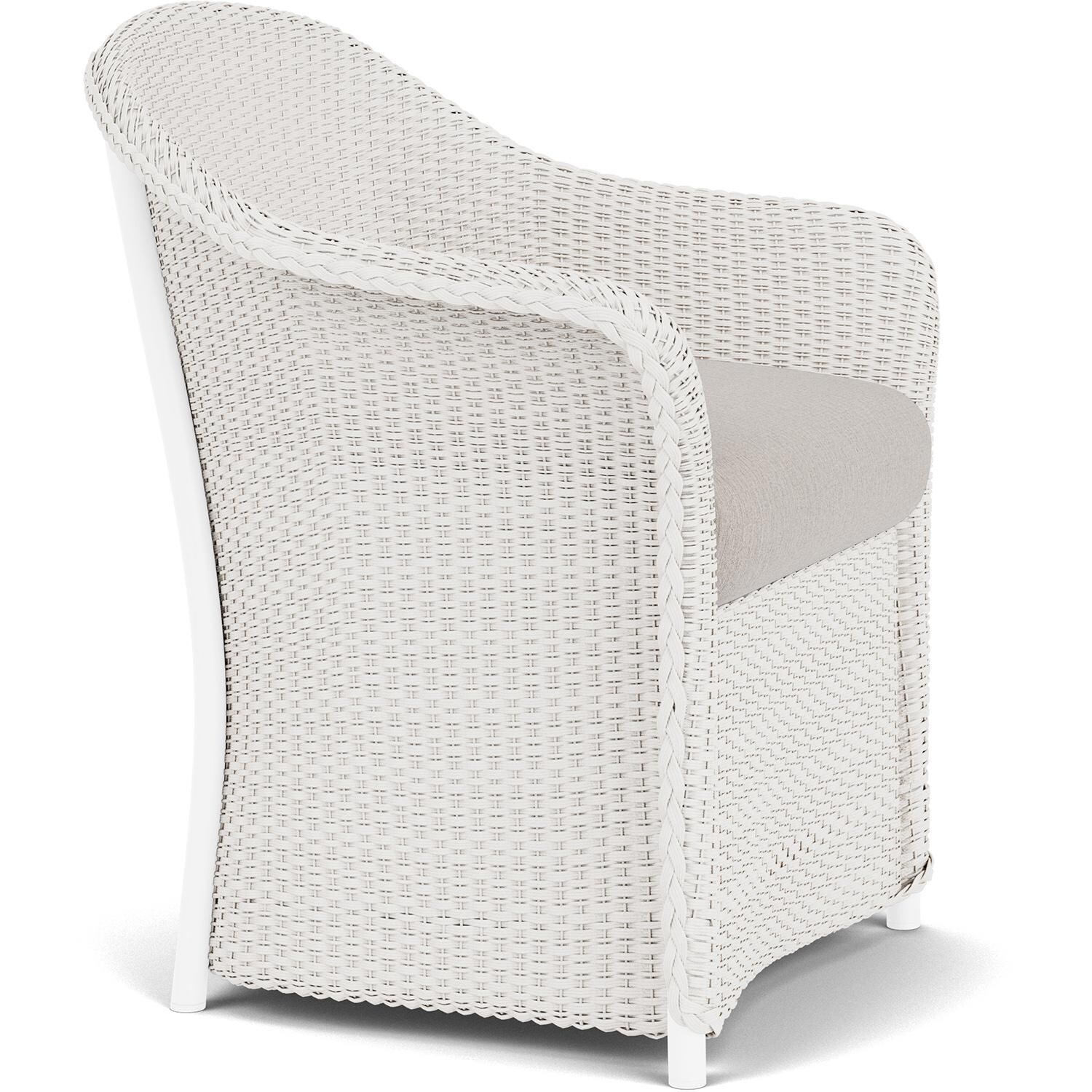 Lloyd Flanders Weekend Retreat Dining Armchair in White Finish W/ Remy Cloud Fabric - Angled thumbnail