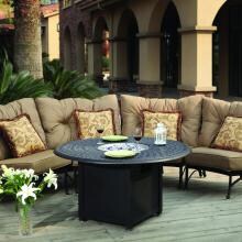 Darlee Santa Anita 5 Piece Cast Aluminum Patio Fire Pit Conversation Sectional Set image