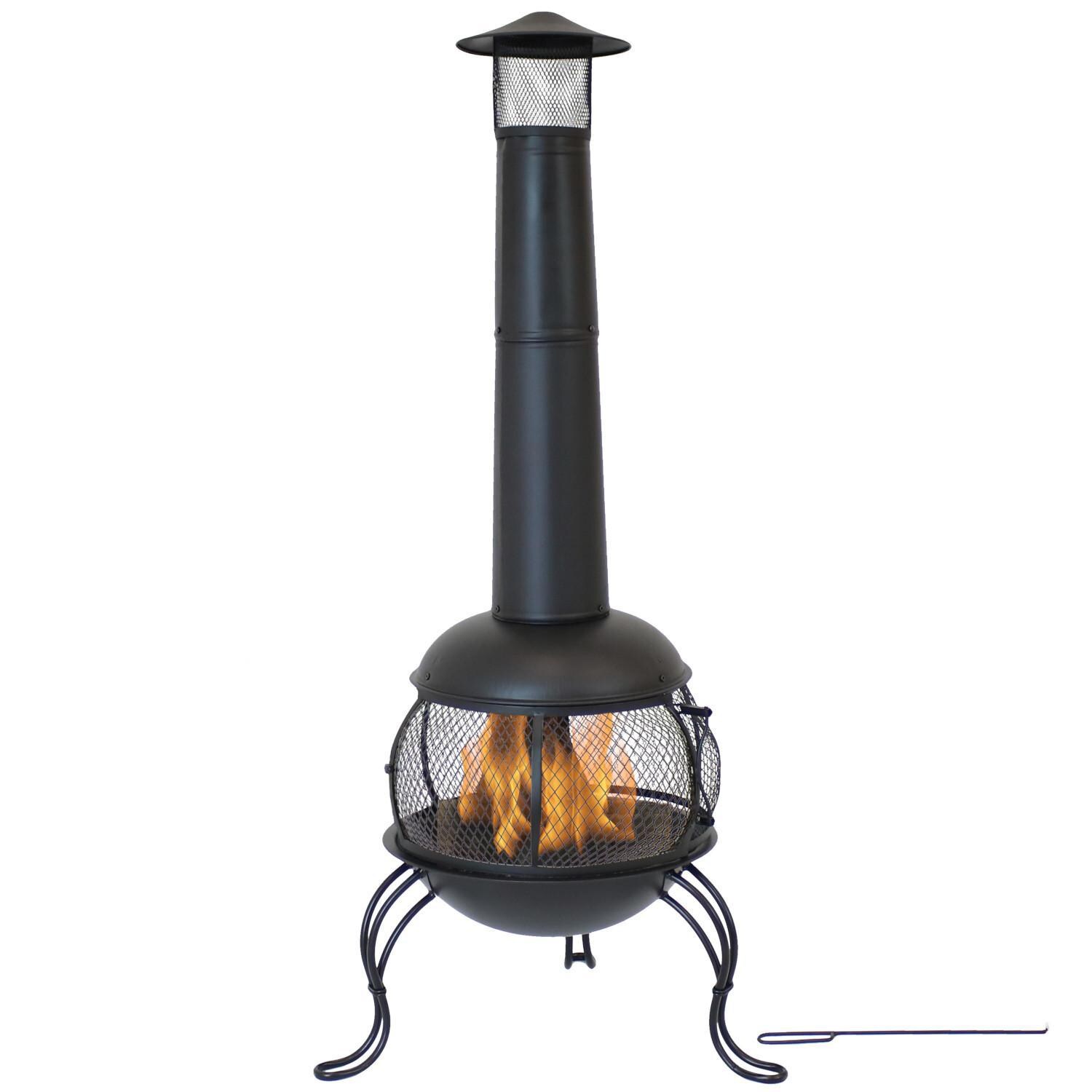Ultimate Patio 66-Inch Steel Wood Burning Chiminea - In Use thumbnail