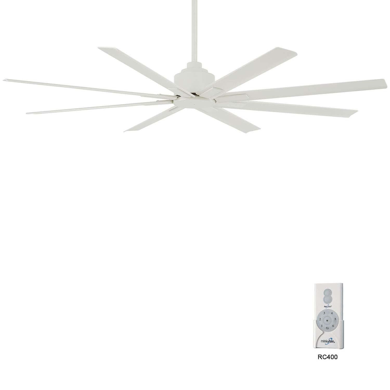 Minka-Aire F896-65-WHF Xtreme H2O 65-Inch 8-Blade Ceiling Fan in Flat White Finish w/ Flat White Blades - Remote Included thumbnail