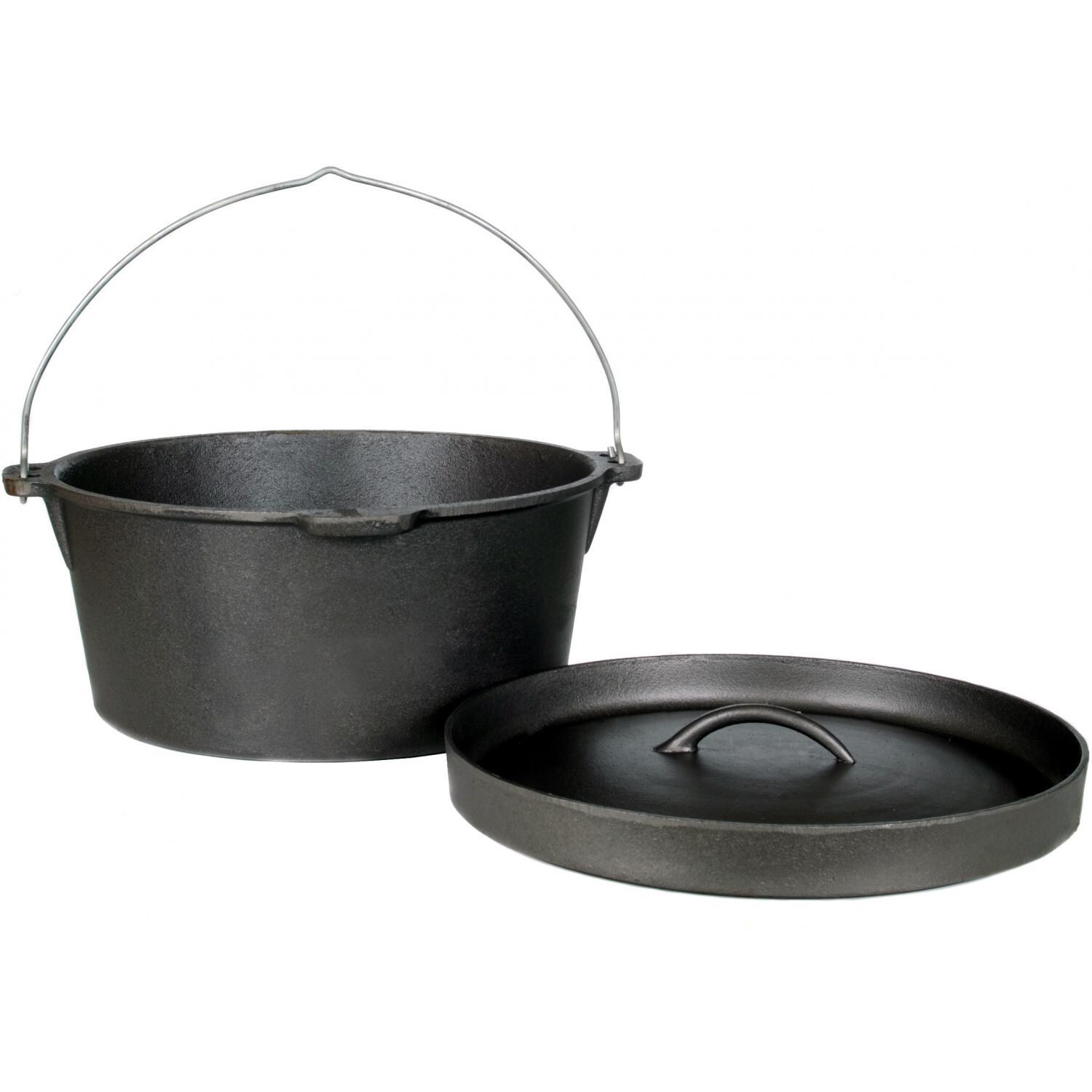 Cajun Cookware 9-Quart Seasoned Cast Iron Camp Pot - Side View thumbnail
