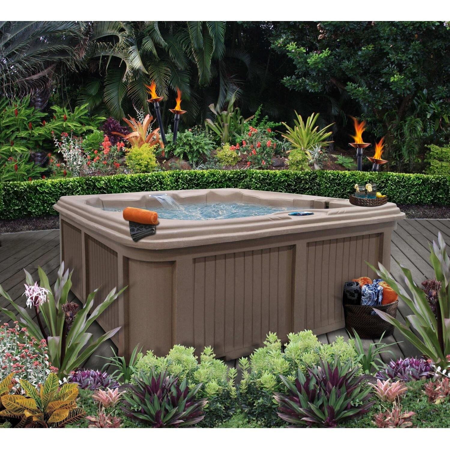 RMotion 6 Person 110V Hot Tub Lounger Spa With 30 Jets Cinnabar Base