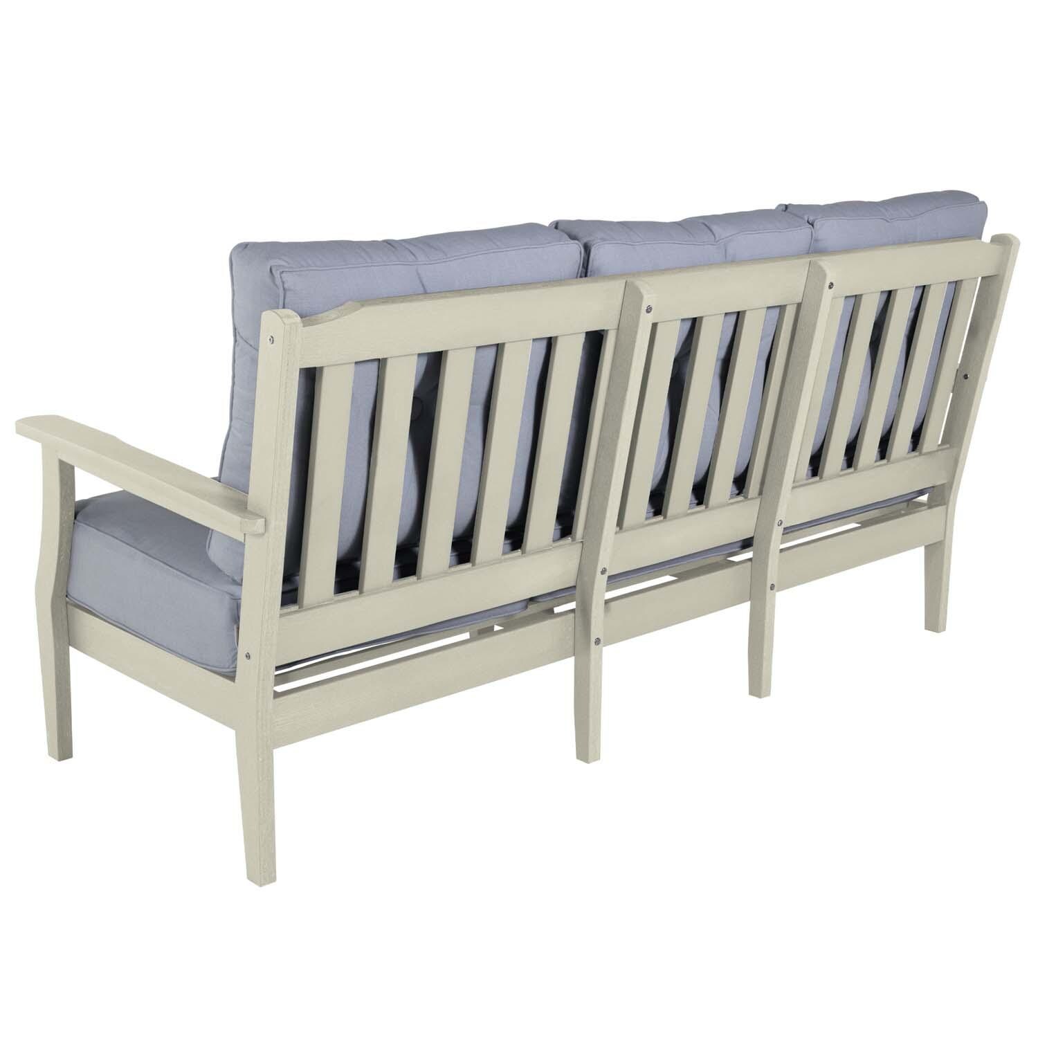 Blushing Bay 2 Pc Recycled Plastic Seating Set in Bliss Dew/Whitewash by Lakeview Outdoor Designs - Love Seat Back View - White Background thumbnail