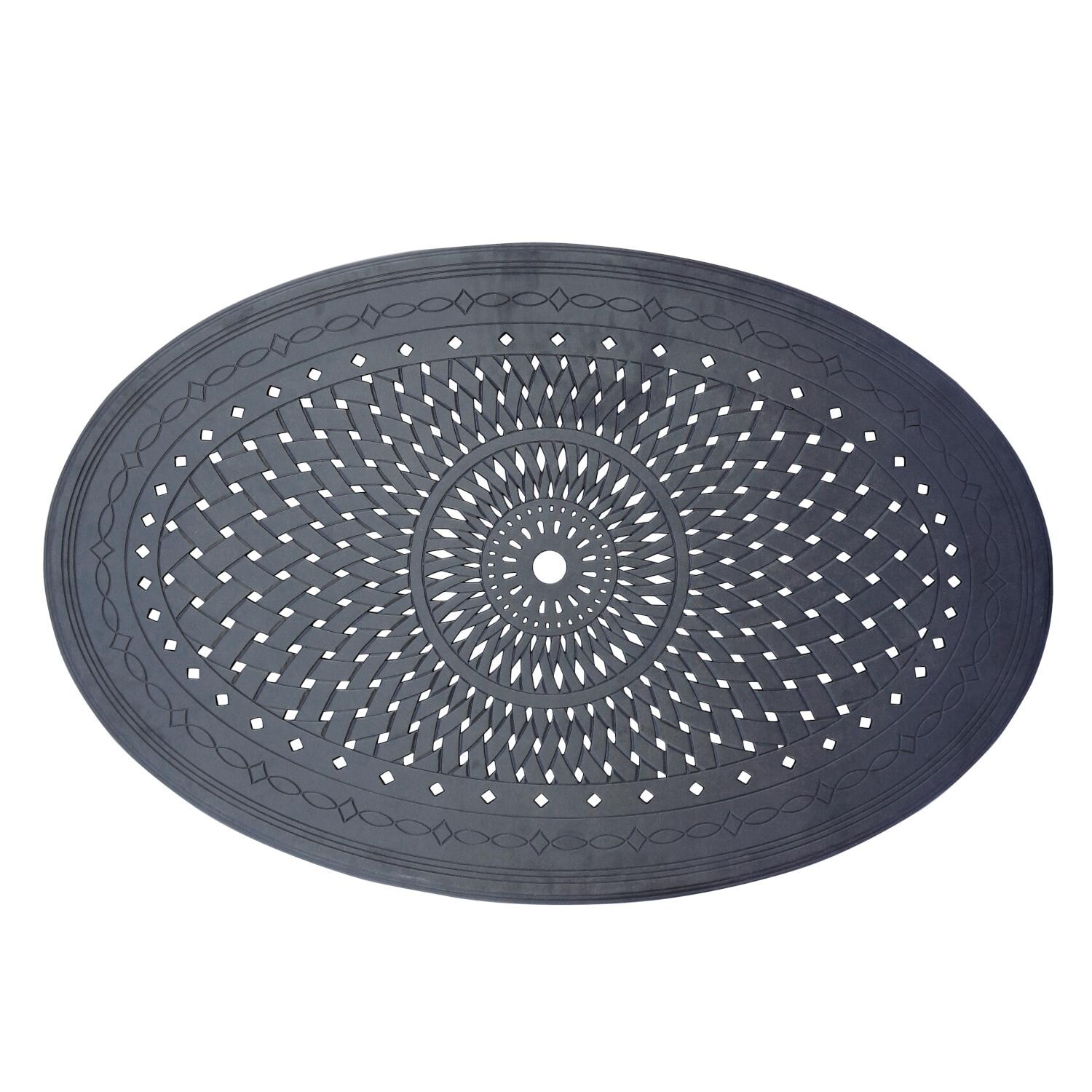 Darlee DL707-7PC-AC26-MO Cast Aluminum 66 X 44 Inch Oval Dining Table - Top Detail thumbnail