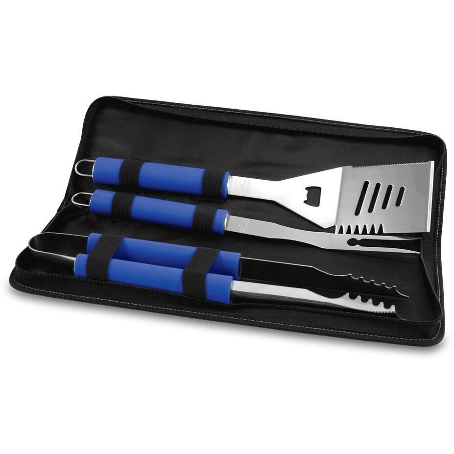 Picnic Time Metro 3-Piece BBQ Tool Set With Tote - Blue