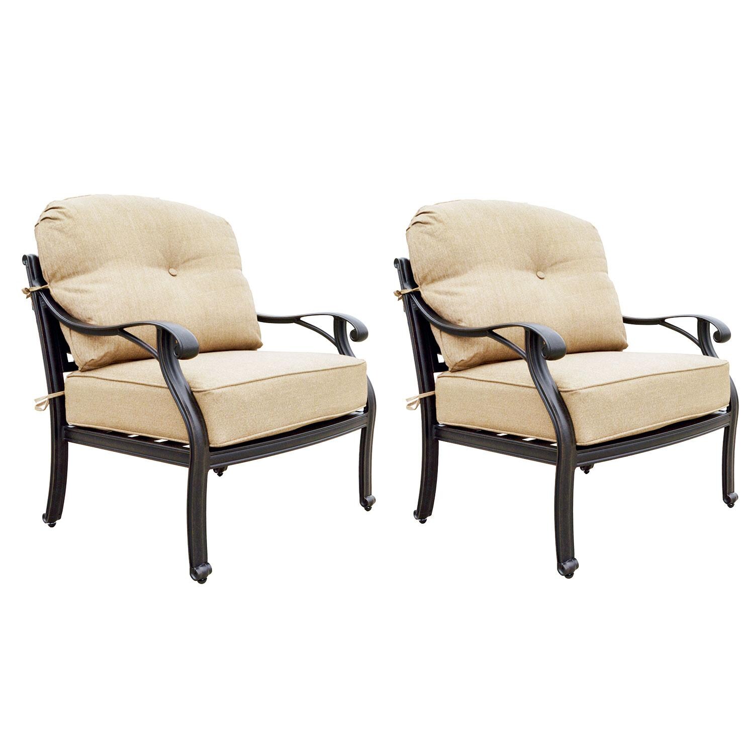 Nassau Cast Aluminum 2 Pc Set Club Chair Set in Antique Bronze/Sesame by Darlee