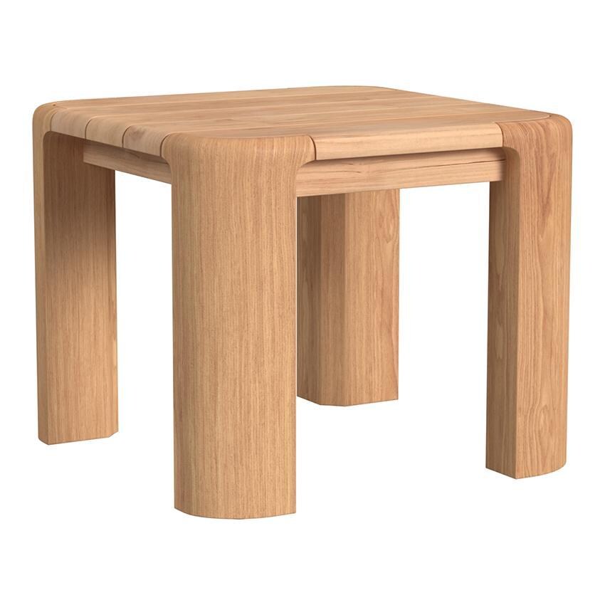 Natural Teak 24 Inch Light Wood Teak End Table by Sunset West - White Background thumbnail