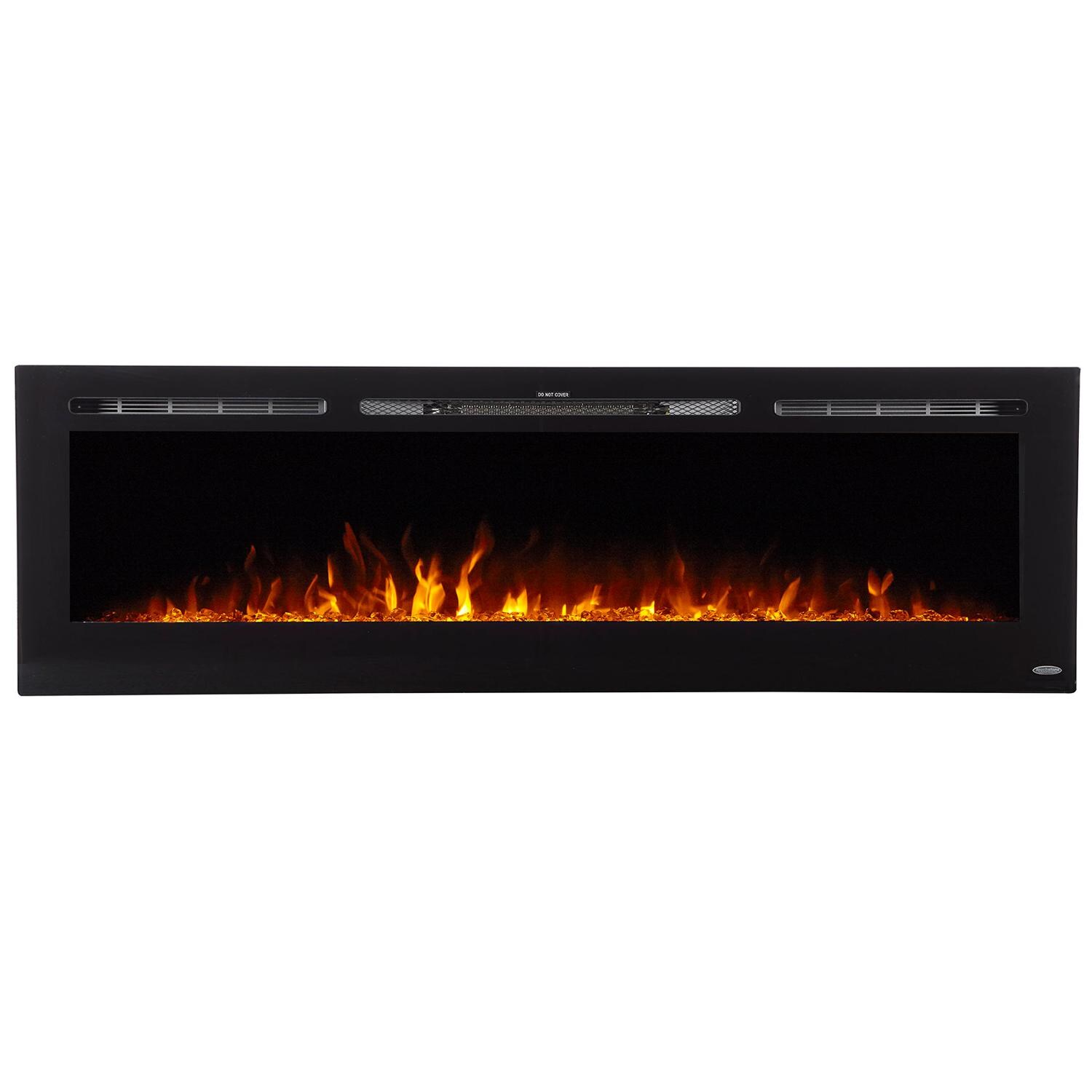 Touchstone Home Products Sideline 72-Inch Wall Mount/Flush Mount Electric Fireplace With Black Glass Surround - Glass Yellow Orange thumbnail