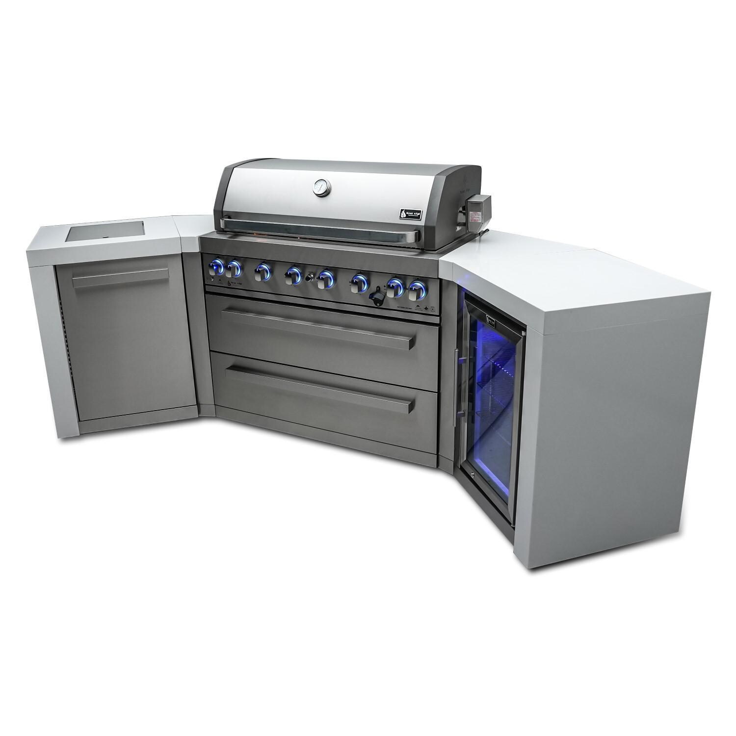 Mont Alpi - MAi400-D45FC - Deluxe 45 Degree Grill Island - Stainless Steel - Angled Right - White Background thumbnail