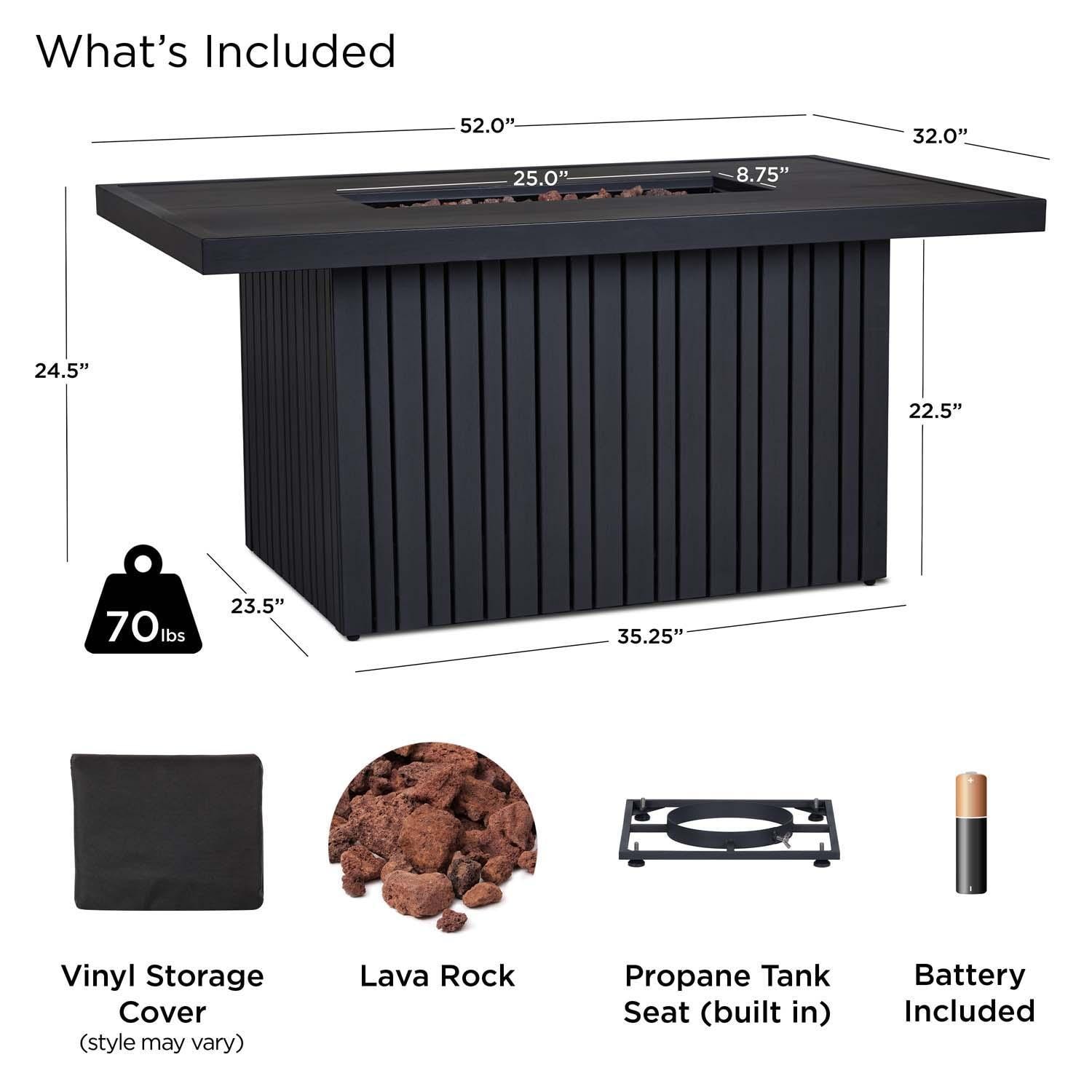 Westlook 52 Inch Rectangular Aluminum Propane Fire Pit Table in Black Coral by Lakeview Outdoor Designs - Included thumbnail