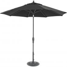 9 Ft. Octagonal Aluminum Auto Tilt Patio Umbrella W/ Crank Lift & 50 Lb. Moderna Base By Lakeview Outdoor Designs - Black Frame / Sunbrella Canvas Black Canopy image