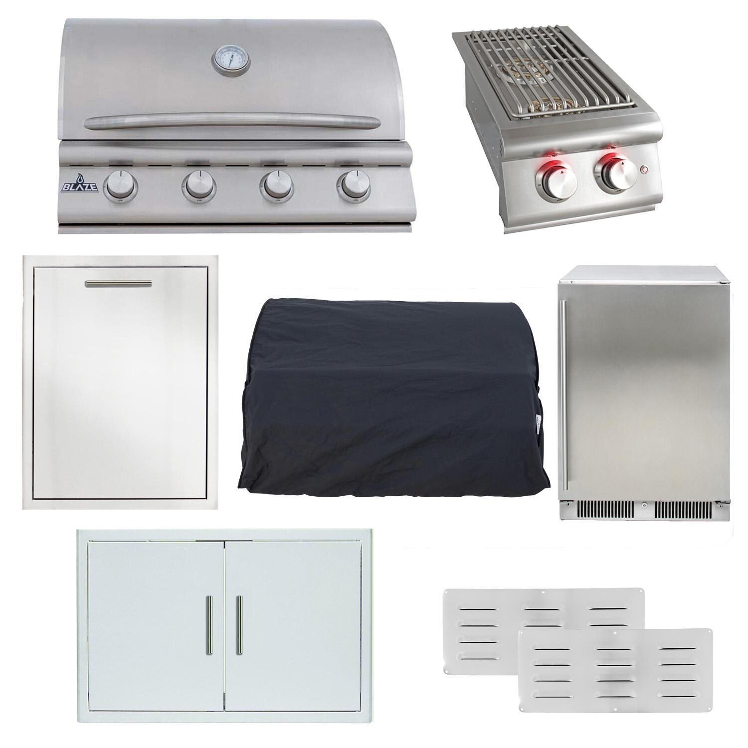 Blaze BCM 8 Pc 32-in Natural Gas Outdoor Kitchen Package w/ 24-in Refrigerator - White Background thumbnail