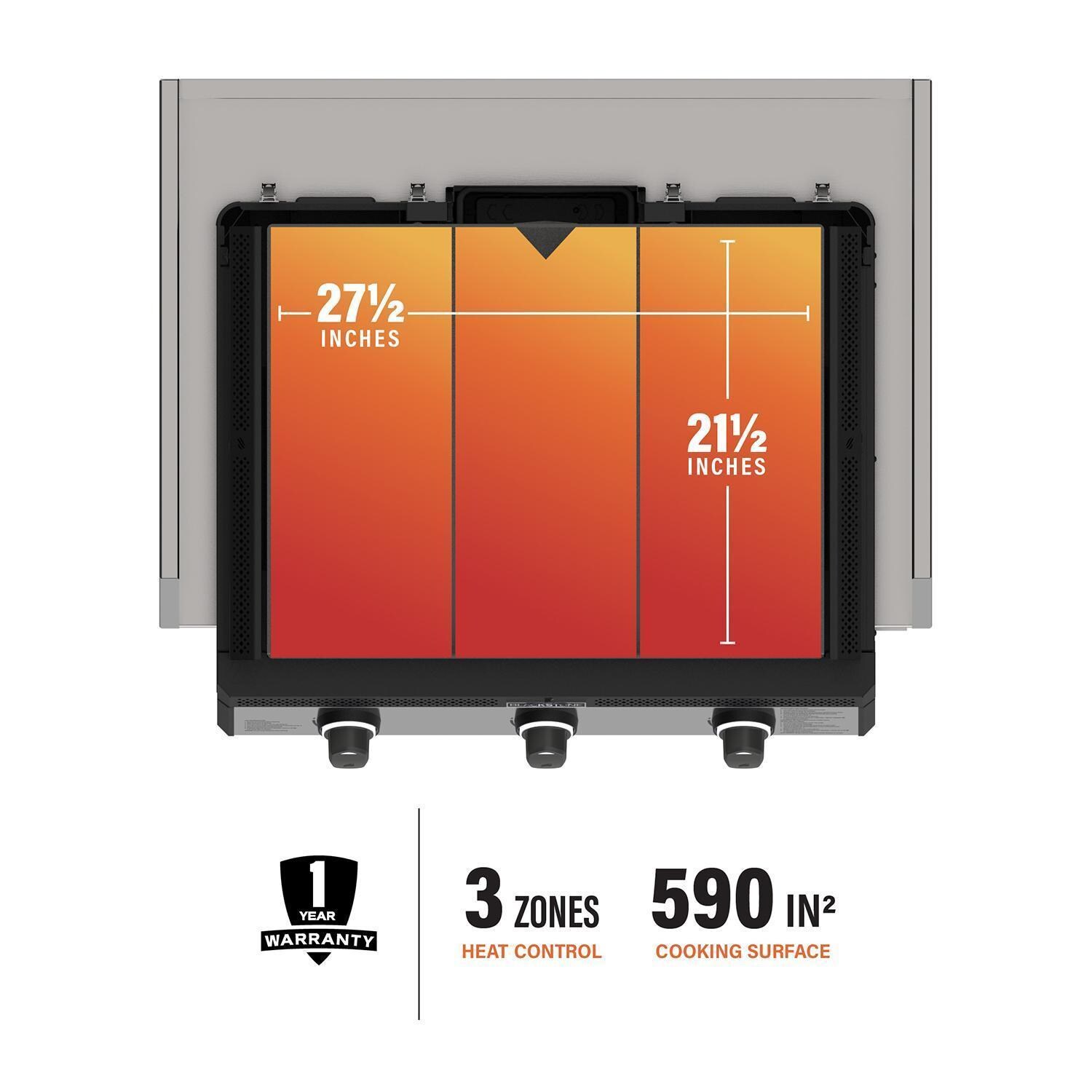 Blackstone 6301 28 Inch XL Built-In Natural Gas Griddle W/ Hood - Burner - Detail thumbnail