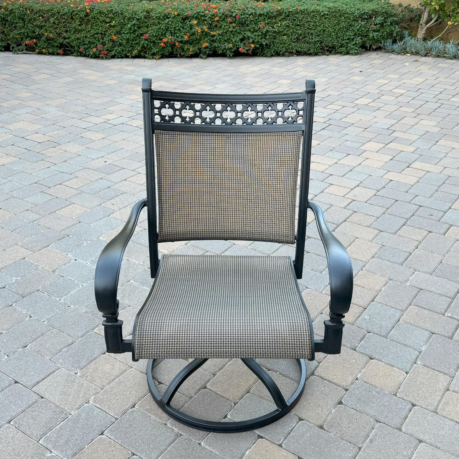 Darlee B/201610-9PCR-88W Mountain View 9 Pc Cast Aluminum Dining Set w/ Rockers in Antique Bronze - Swivel Chair - Lifestyle thumbnail