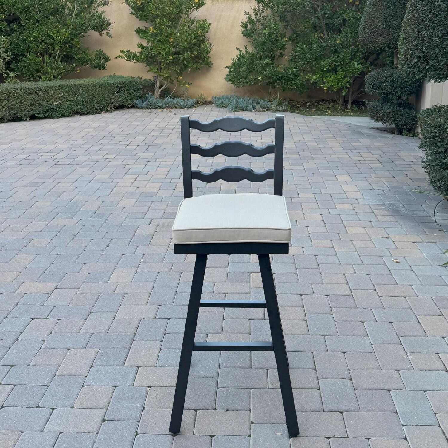 Aspen 4 Pc Aluminum Swivel Bar Height Bar Stool Set in Beige/Dark Brown by Darlee - Front - Lifestyle thumbnail