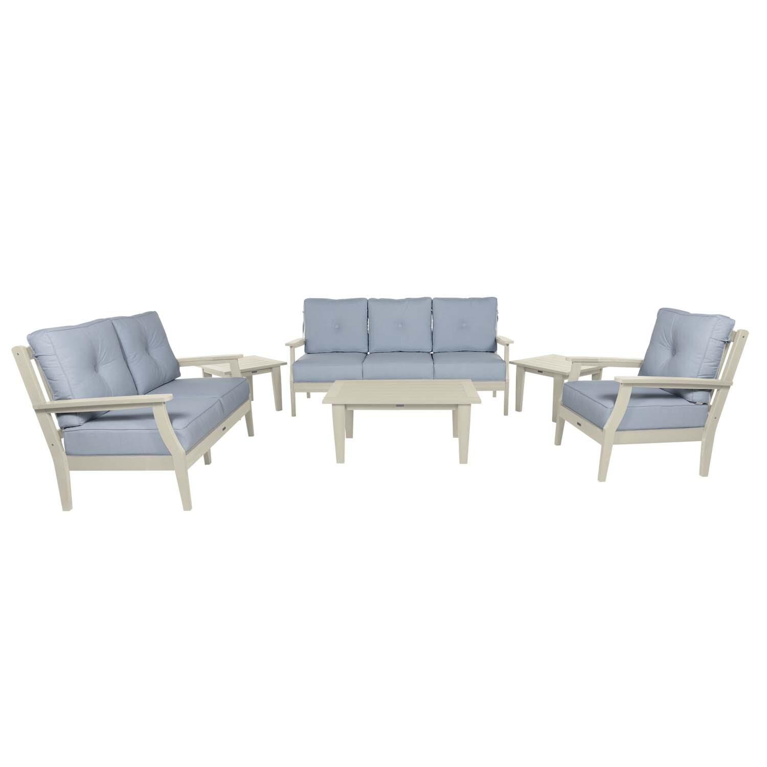 Blushing Bay 6 Pc Recycled Plastic Grand Seating Set in Bliss Dew/Whitewash by Lakeview Outdoor Designs - Front View - White Background thumbnail