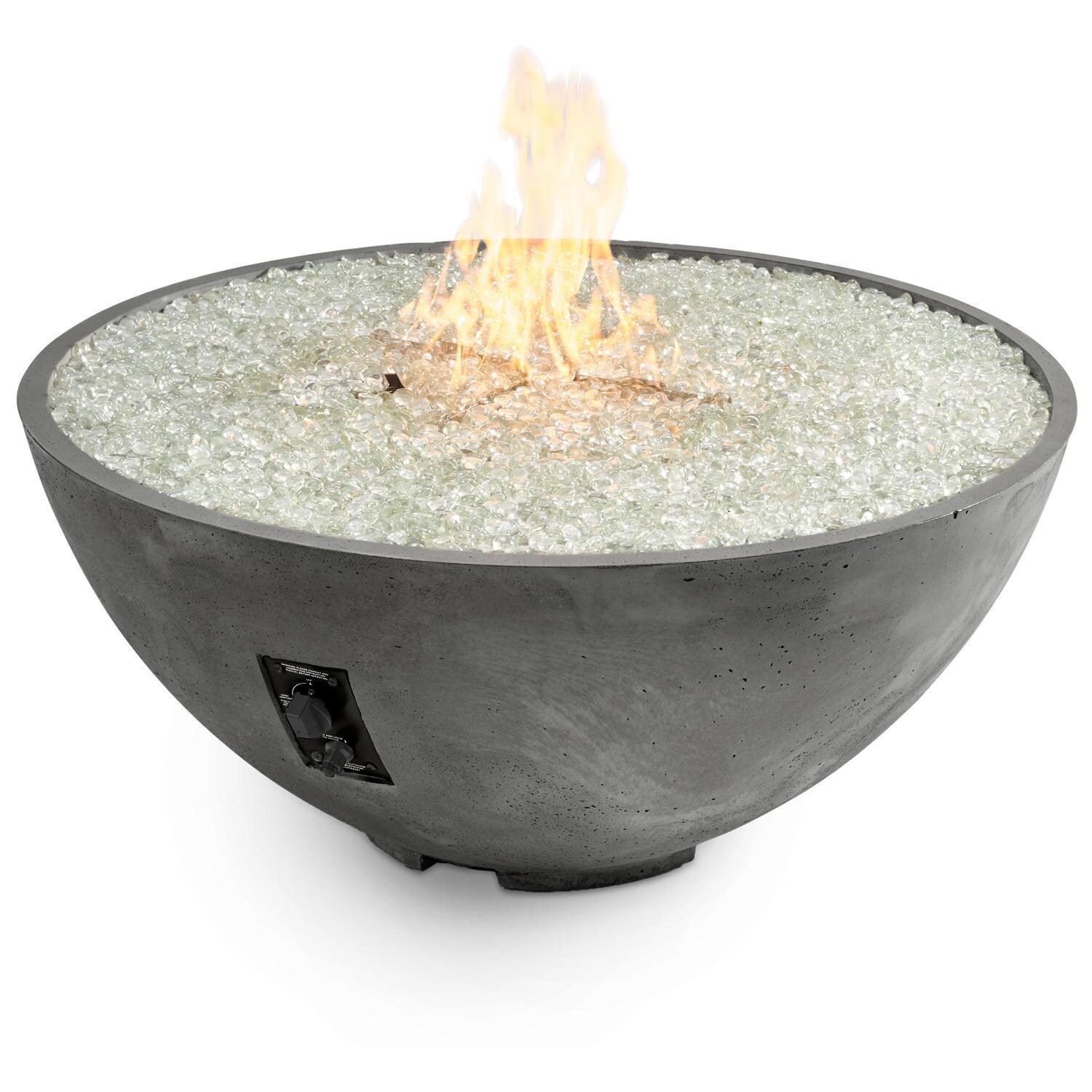Cove Edge 42 Inch Round GFRC Natural Gas Fire Bowl w/ Electronic Ignition in Midnight Mist by The Outdoor GreatRoom Company - White Background thumbnail