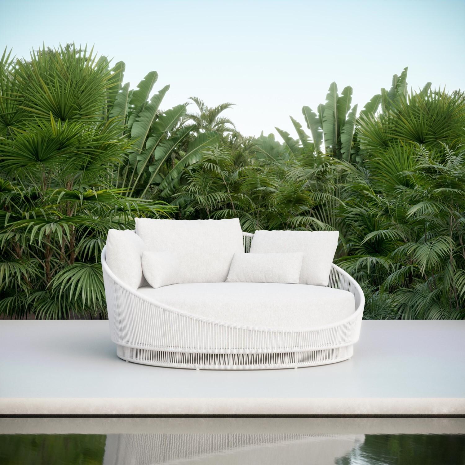 Azzurro Living PMA-TR17DB-CU Palma Woven Rope Daybed in White Mist/Midnight - Hero - Lifestyle thumbnail