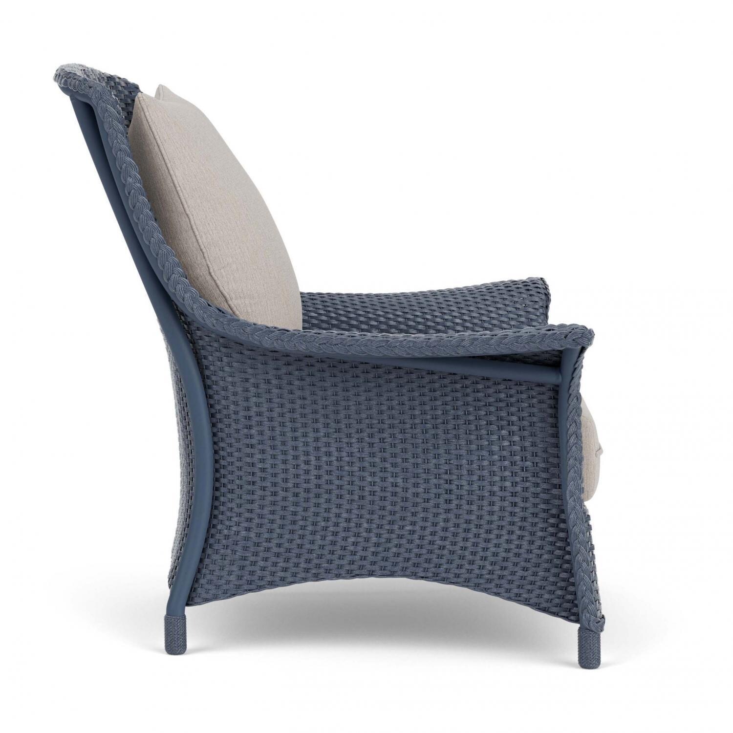 Lloyd Flanders Mandalay Lounge Chair in Denim Blue Finish with Remy Cloud Fabric - Side thumbnail