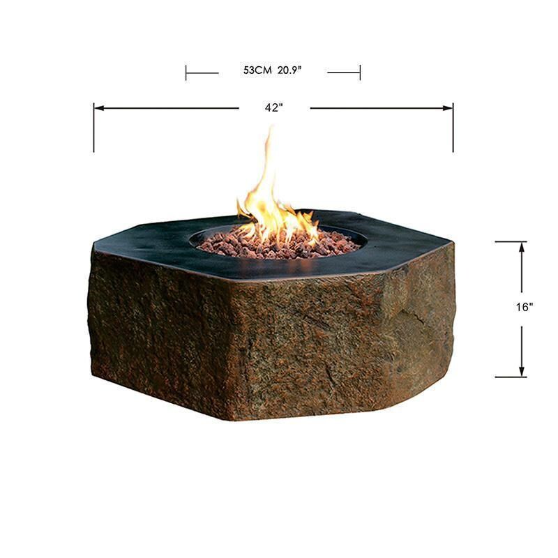 Columbia OFG105-LP 42-Inch Hexagon Propane Fire Pit Table by Elementi - Diagram - Dimensional thumbnail