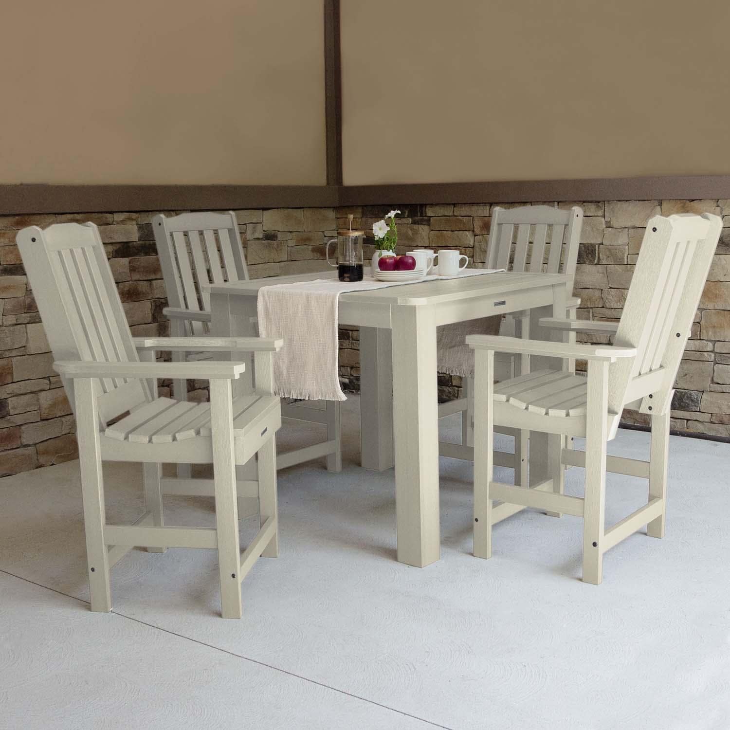 Lakeview Outdoor Designs Hart Lane 5 Pc Recycled Plastic Square Counter Height Dining Set in Whitewash by - LV-CNL44-WAE
