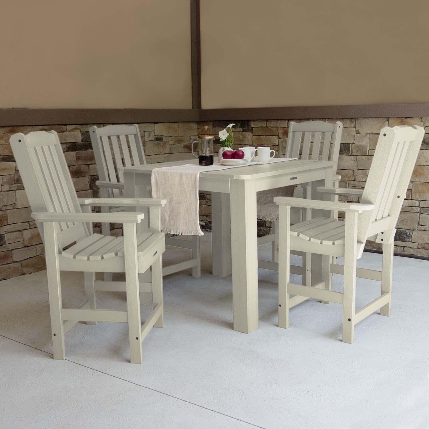 Hart Lane 5 Pc Recycled Plastic Square Counter Height Dining Set in Whitewash by Lakeview Outdoor Designs