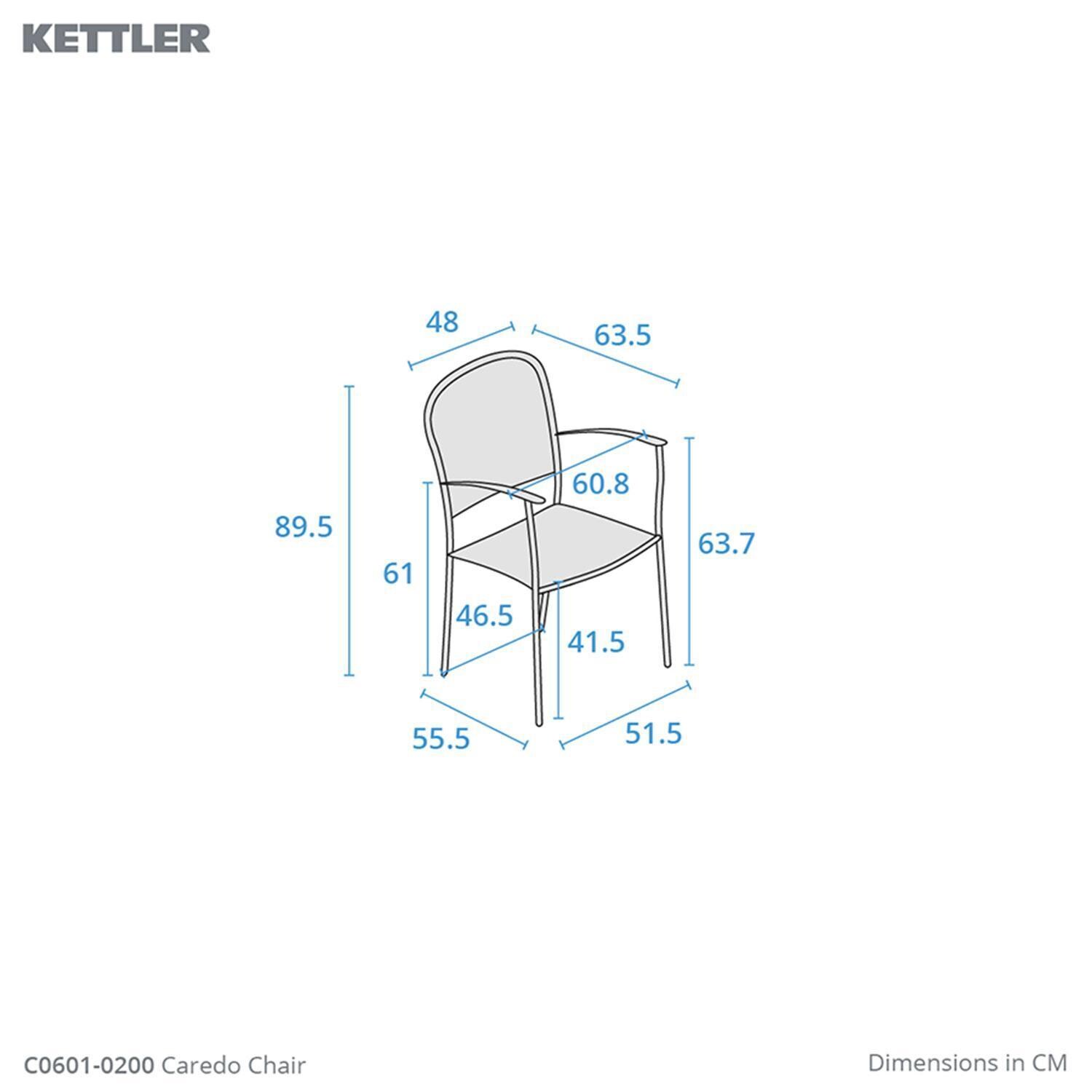 Caredo 7 Pc Steel Dining Set By KETTLER - Dining Chair - Dimensions - Dimensional thumbnail