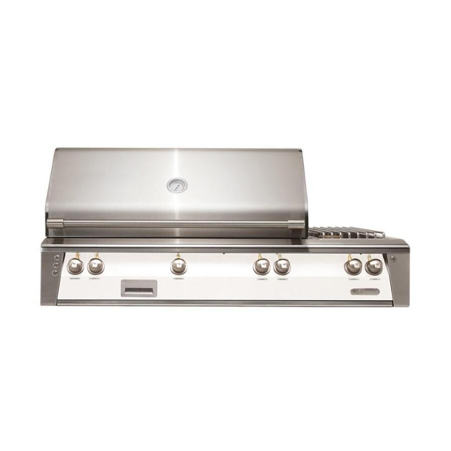 Alfresco ALXE 56-Inch Built-In Natural Gas Deluxe Grill With Sear Zone, Rotisserie, And Side Burner in Signal White Matte - ALXE-56SZ-NG-SM9003