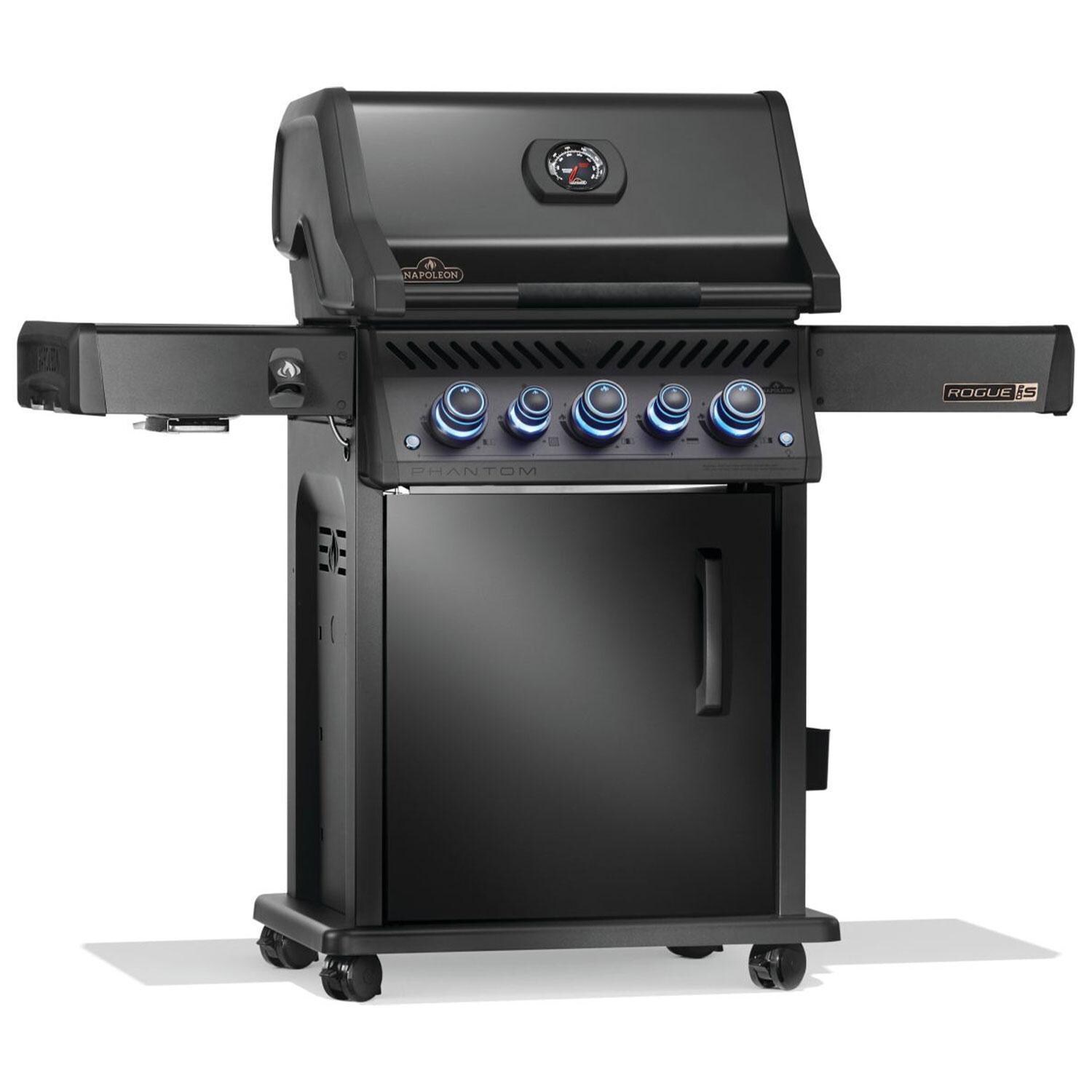 Napoleon RPS425RSIBNK-2-PHM Phantom Rogue PRO-S 425 Propane Gas Grill w/ Infrared Side & Rear Burners - Matte Black - Right Angle - White Background thumbnail