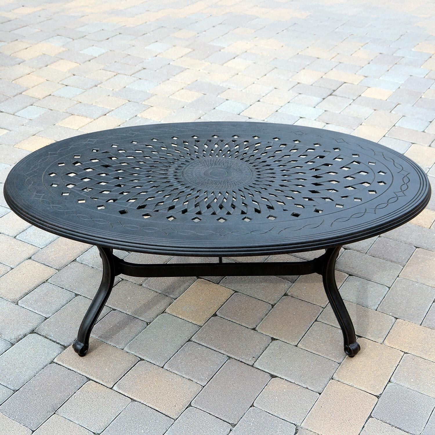 Elisabeth 5 Pc Cast Aluminum Seating Set w/ Coffee Table & End Table in Antique Bronze by Darlee - Table - Detail thumbnail