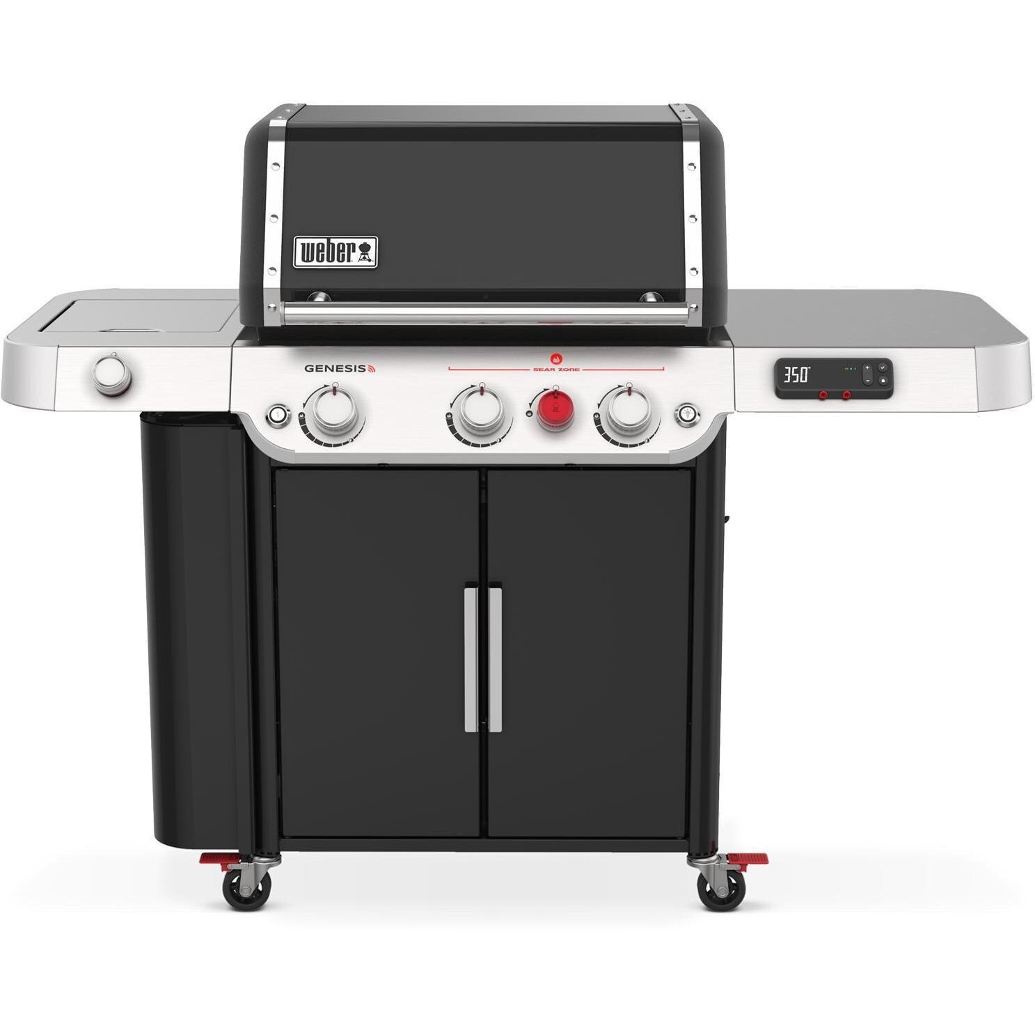 Weber GENESIS 35810001 EPX-335 Propane Gas Smart Grill with Sear Burner & Side Burner - Black - Front View - White Background thumbnail
