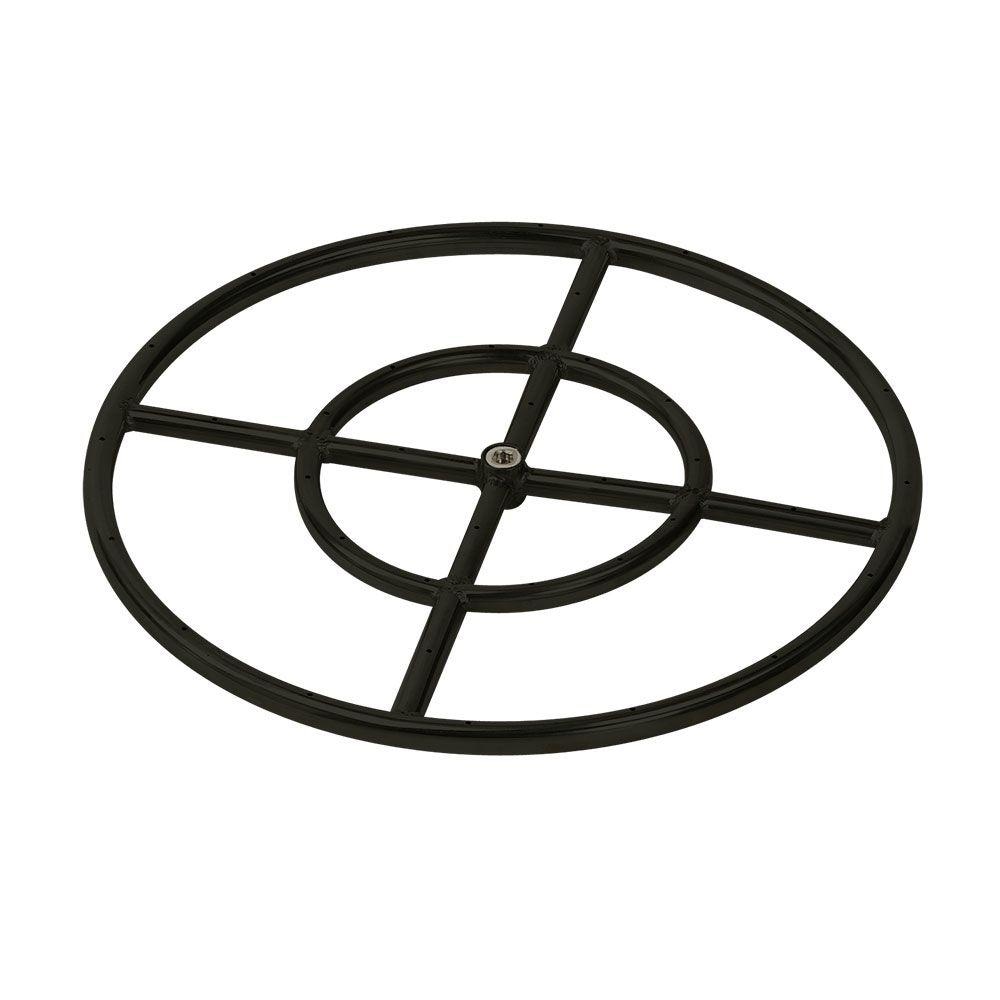 BBQGuys Signature 18-Inch Double-Ring Black Steel Natural Gas Burner W/ 1/2-Inch Inlet - BK-FR-18