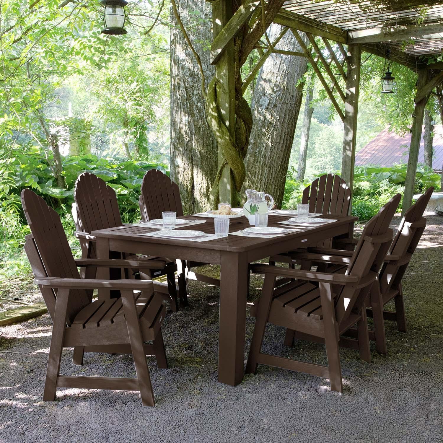 Dream Bay 7 Pc Recycled Plastic Rectangular Dining Set in Weathered Acorn by Lakeview Outdoor Designs