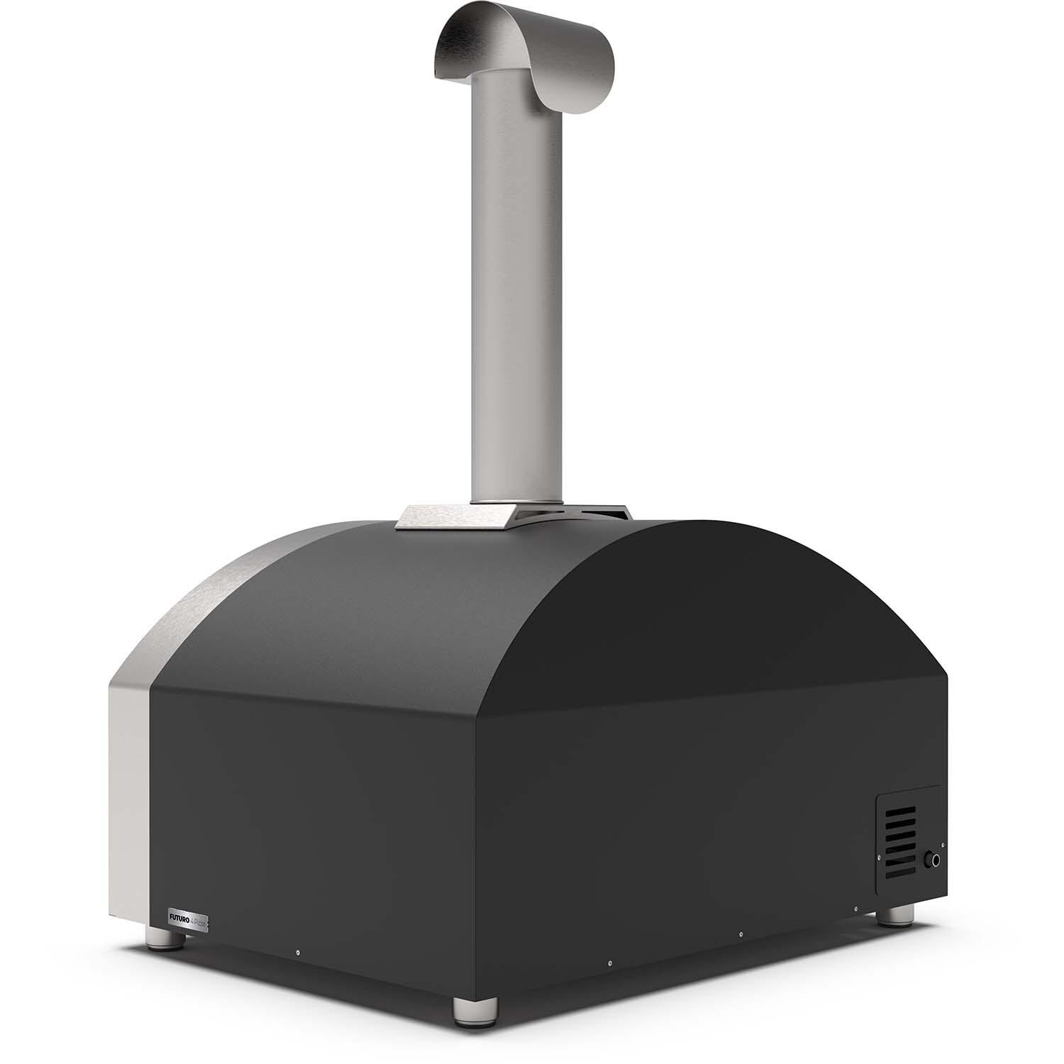 Alfa FXFT-4P-GNEGO-U Futuro 4 Pizze Propane Pizza Oven - Wrinkle Black - Back Left Angled View - White Background thumbnail