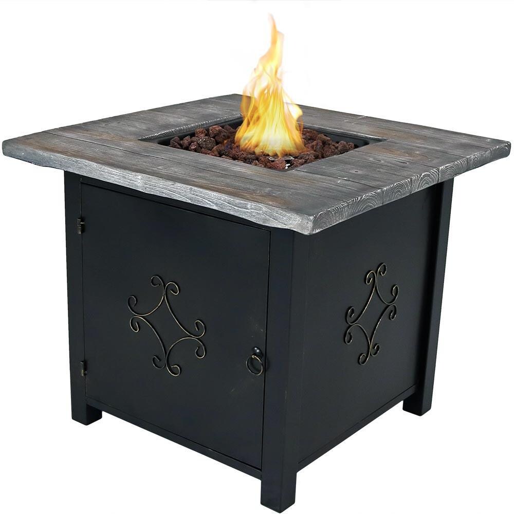 Ultimate Patio 30-Inch Square Propane Gas Fire Pit Table - Flames thumbnail