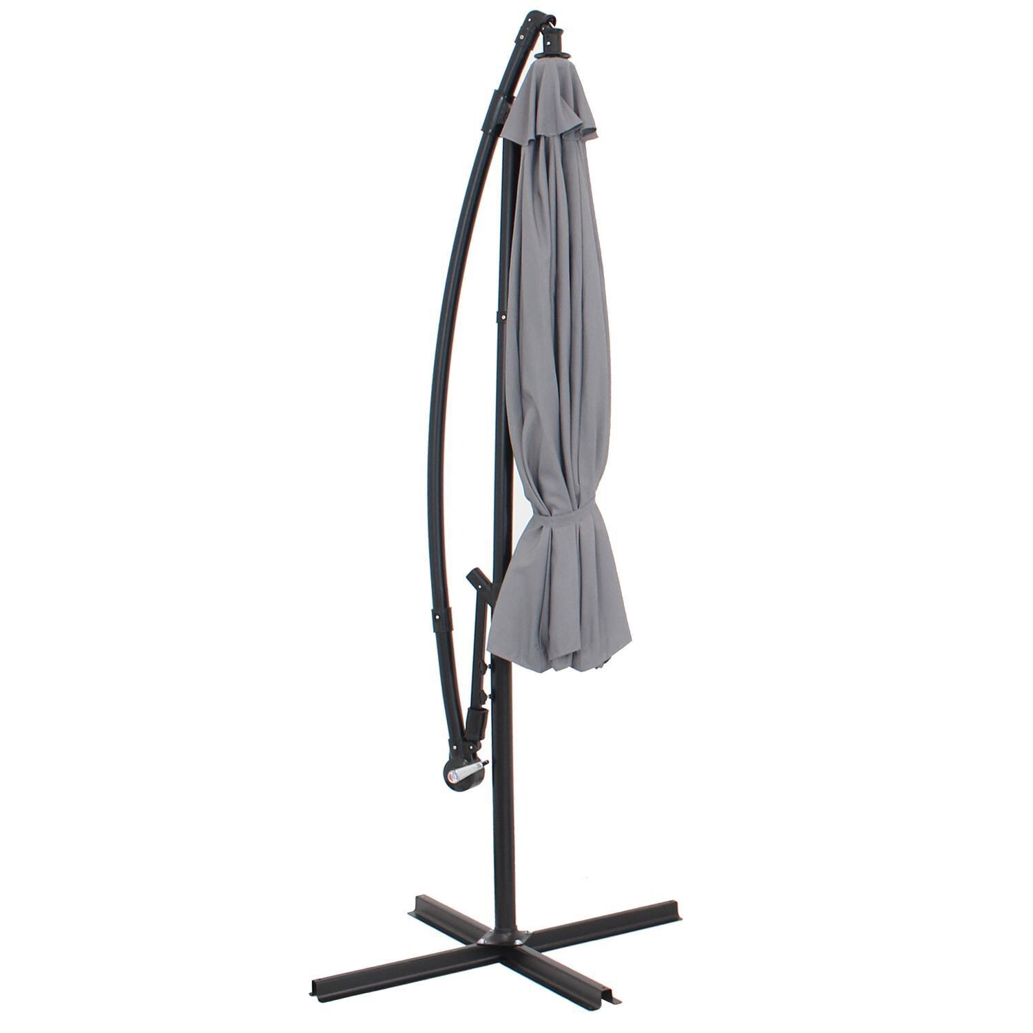 Ultimate Patio 9.5 Ft. Octagonal Patio Cantilever Umbrella W/ Crank - Smoke - Cantilever Retracted thumbnail