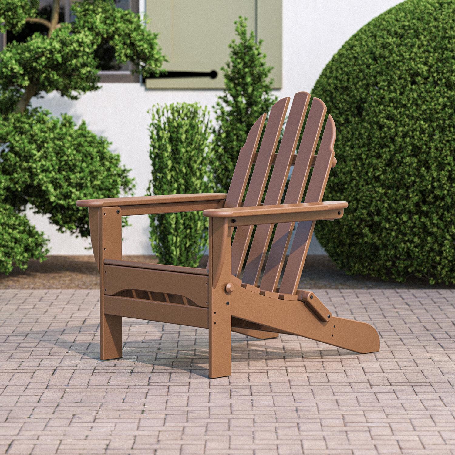 Classic Adirondack Recycled Plastic Folding Adirondack in Teak by POLYWOOD