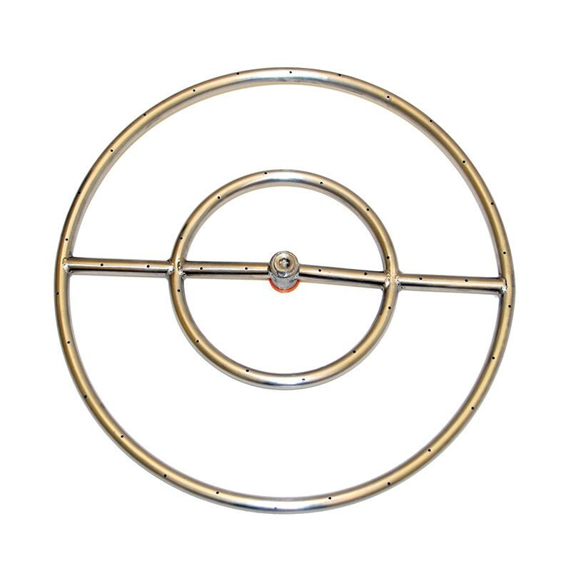 HPC 18-Inch Natural Gas Fire Pit Kit With Round Stainless Steel Ring Burner - Match Light