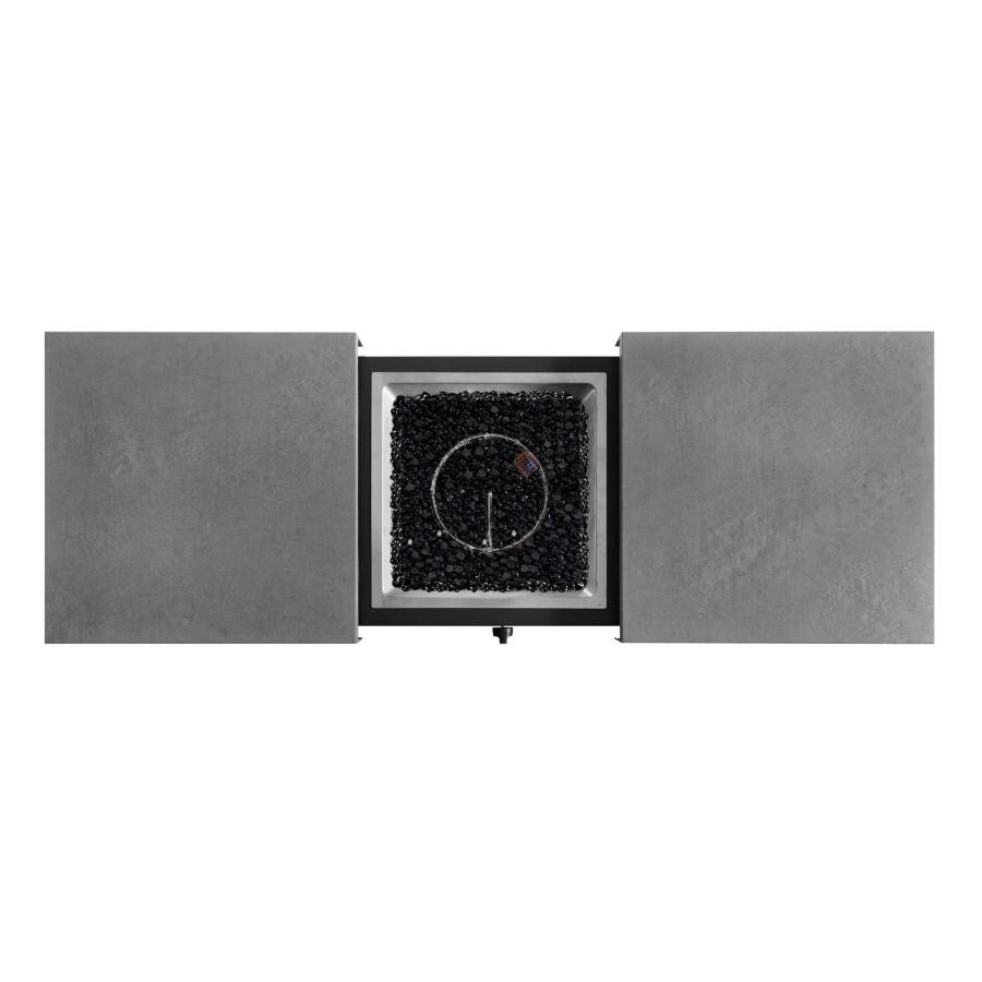 Plank and Hide 24 Inch x 48 Inch Rectangle Functional Fire Pit in Black Iron - Concrete 90007-BLA-1-CON-1 - Top View thumbnail