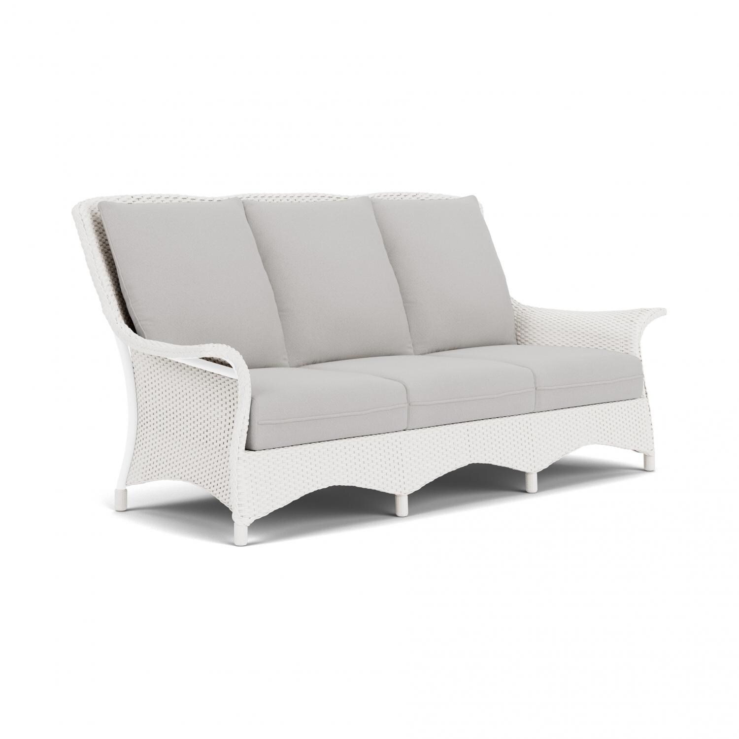 Lloyd Flanders Mandalay Sofa in White Finish with Tundra Dove fabric - Angled thumbnail