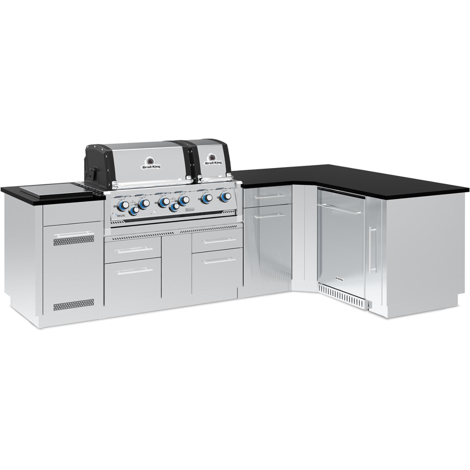 Broil King Imperial S 690iG 7 1/2 Ft Outdoor Kitchen Island w/ Propane 6 Burner Grill