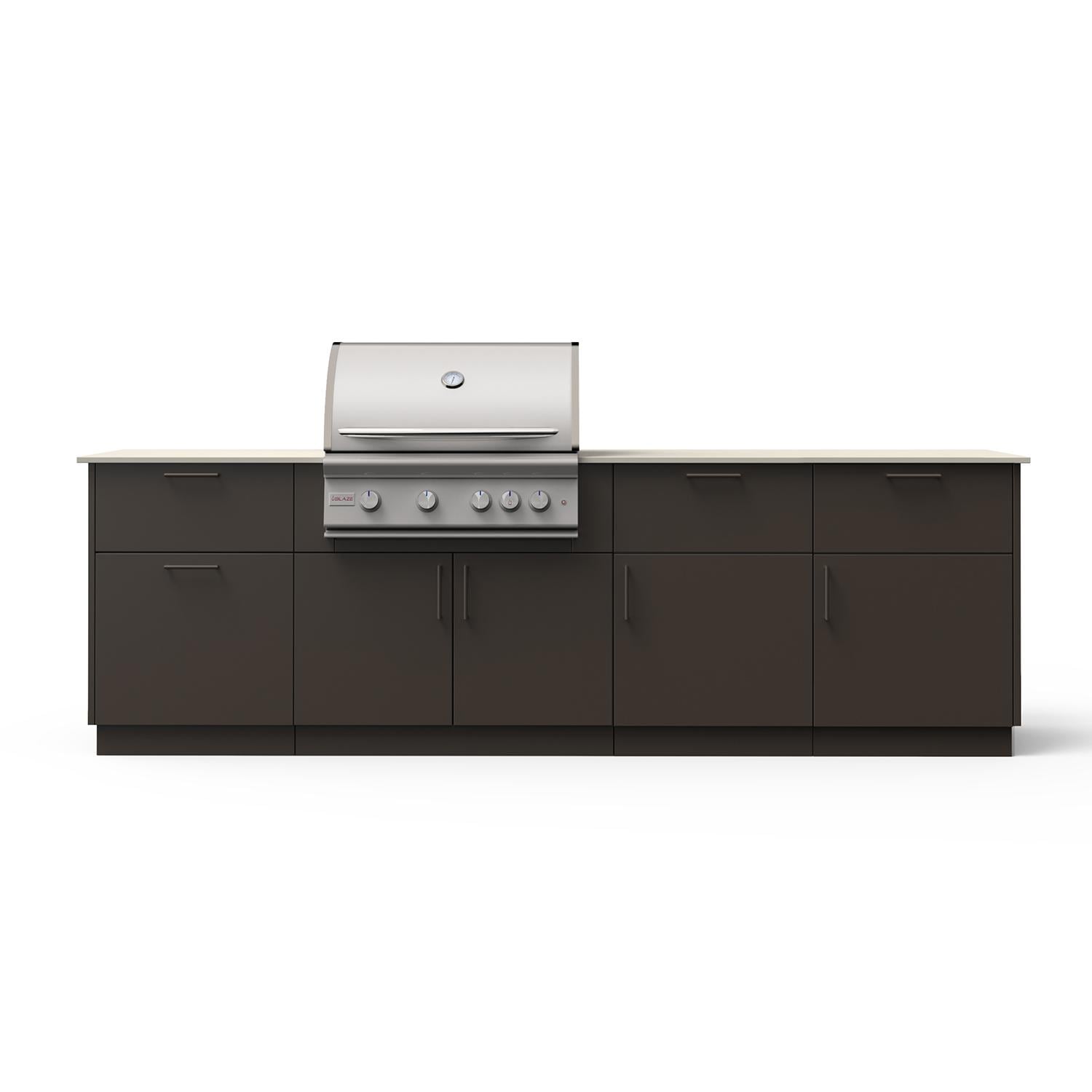 Blaze High Noon 10-Ft Outdoor Kitchen Island w/ 32" Marine Grade LTE+ Propane Grill in Architectural Bronze w/ Aeris Countertop