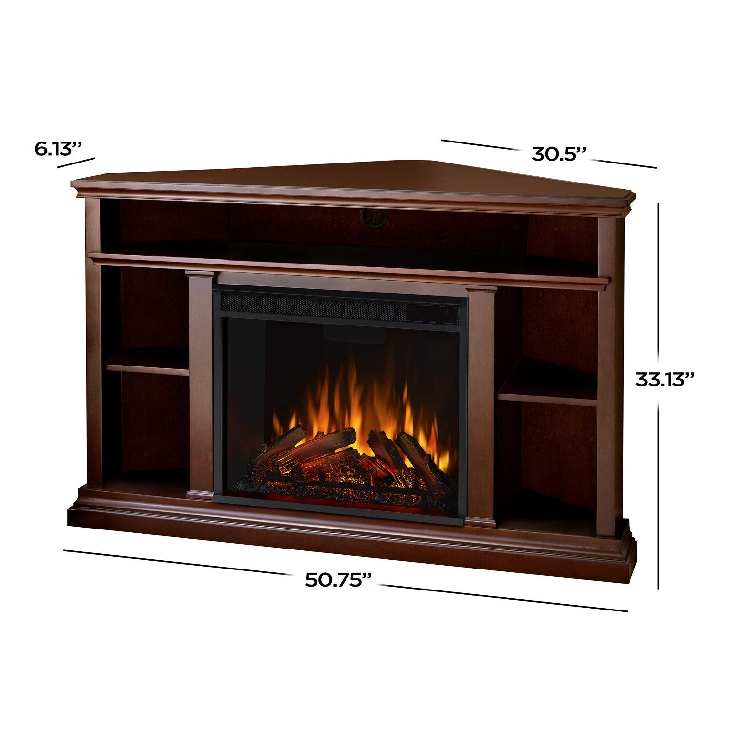 Real Flame - 3750E-DE - Churchill 50-Inch Corner Electric Fireplace With Mantel - Dark Espresso - Overall Dimensions thumbnail