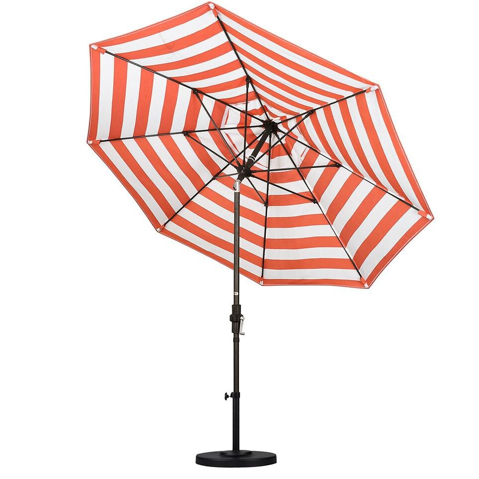 California Umbrella Sun Master Series 9 Ft Octagonal Aluminum Collar Tilt Patio Umbrella W/ Crank Lift & Fiberglass Ribs - Tilted