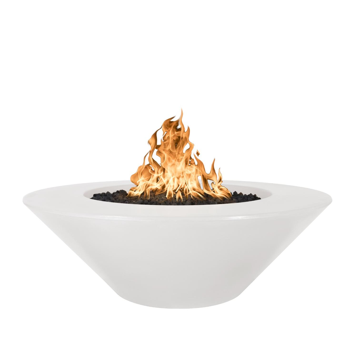 Cazo 48 Inch Round GFRC Natural Gas Fire Pit in Limestone by The Outdoor Plus