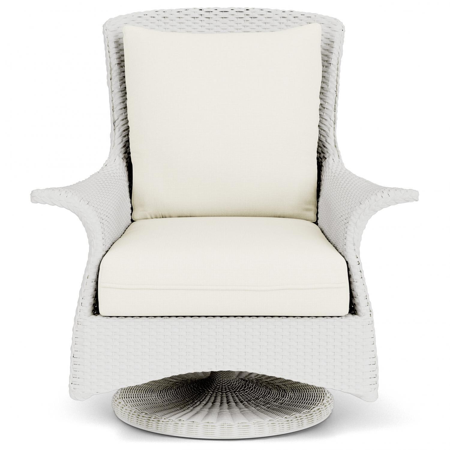 Mandalay Lloyd Loom Swivel Rocker Club Chair in Matte White/Sailcloth Salt by Lloyd Flanders