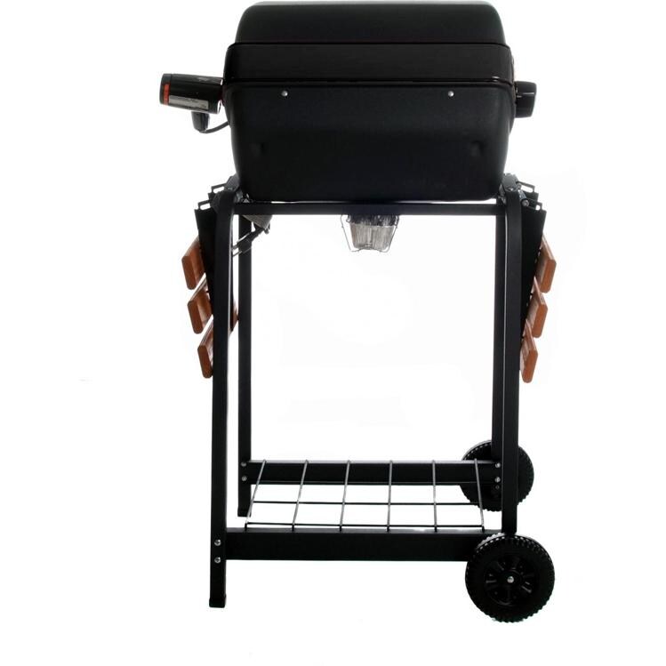 Meco Black Electric BBQ Grill On Cart With Fold Down Side Tables 9321A